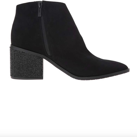 Kenneth Cole Reaction Cue the Music Suede Embellished Block Heel Ankle Bootie 6 - Picture 8 of 8